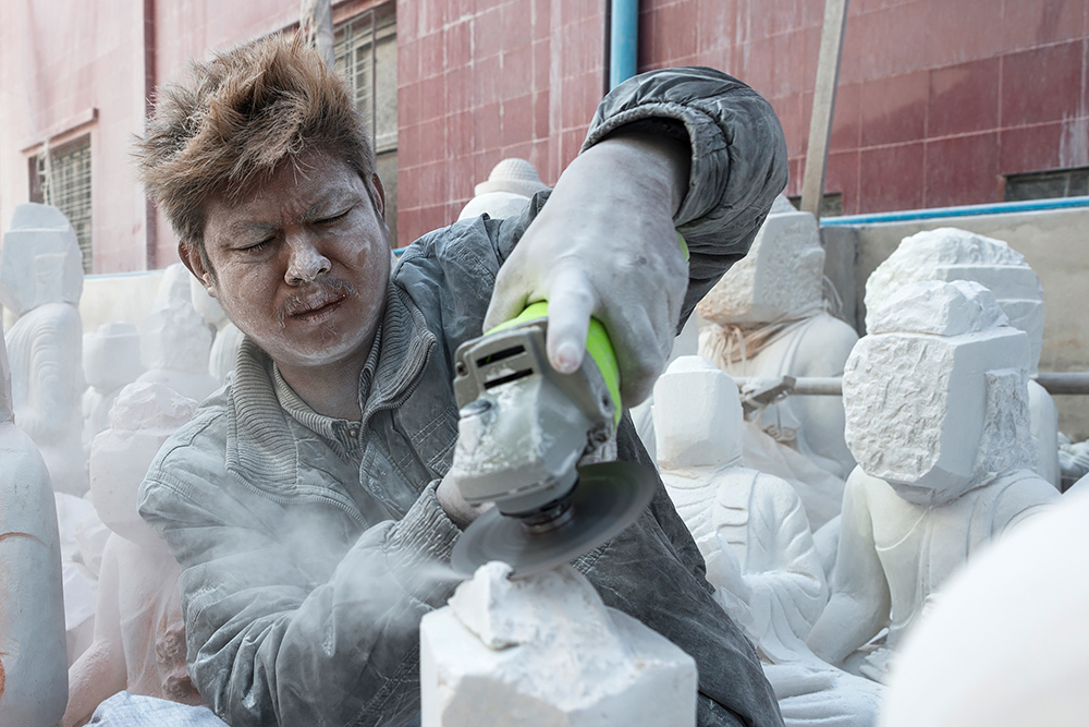 Stone masons in Mandalay, Myanmar